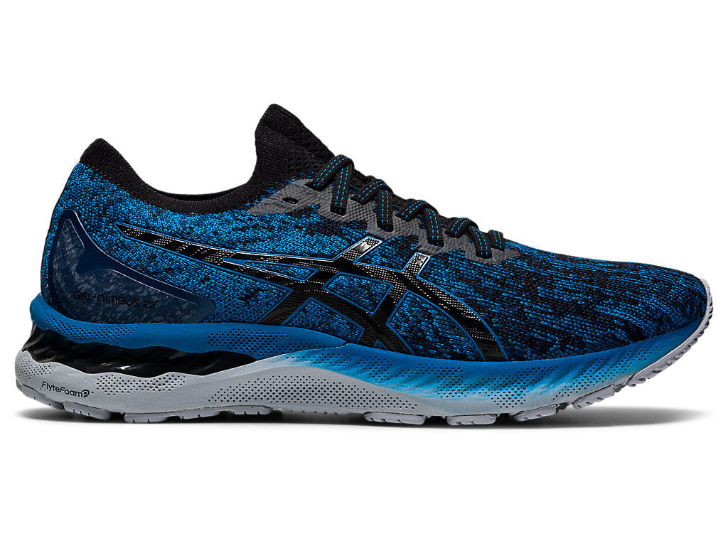Men's Asics Gel-Nimbus 23 Knit, Reborn Blue/Black/Knit, 11.5 D Medium