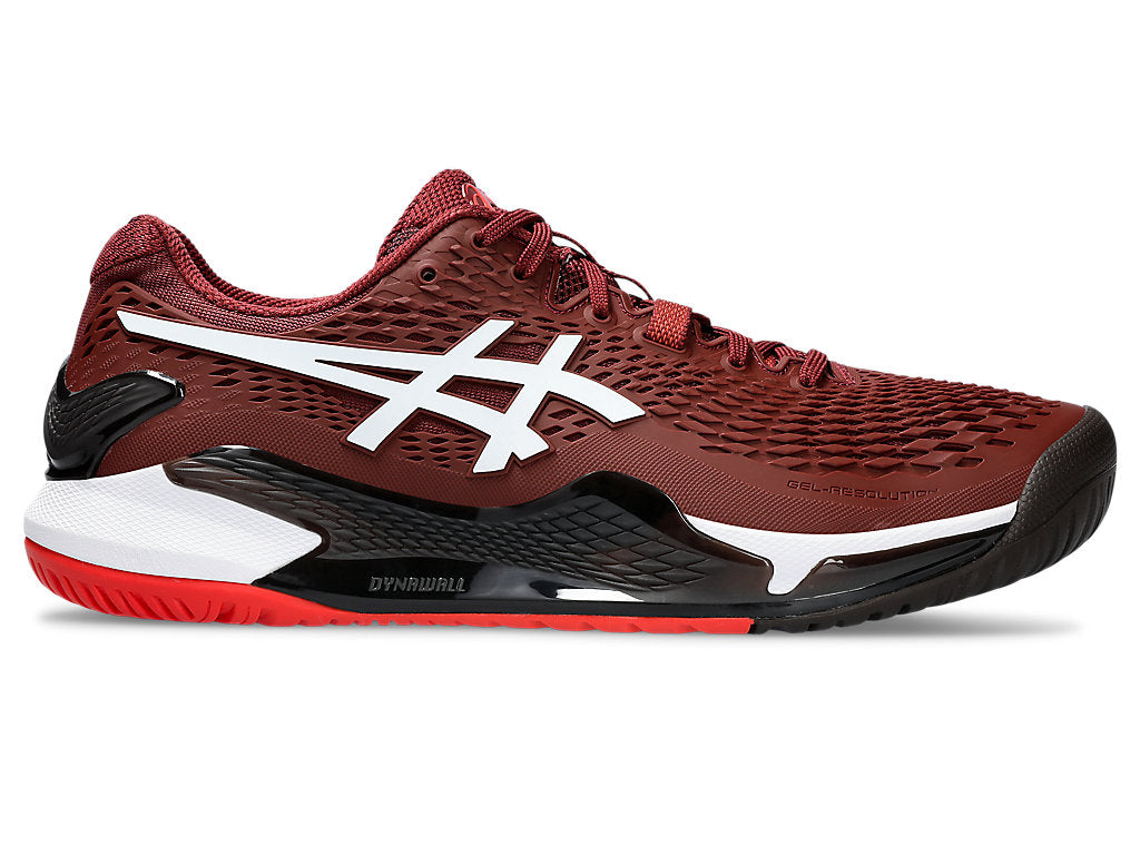Men's Asics Gel-Resolution 9, Antique Red/White, 9 D Medium