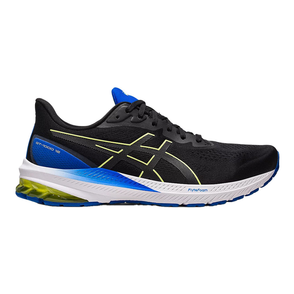 Men's ASICS GT-1000 12, Black/Glow Yellow, 10 D Medium
